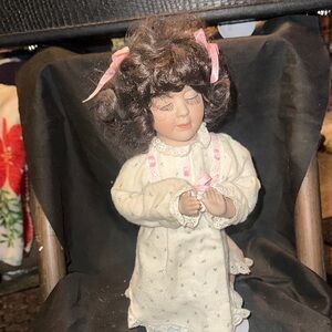 Source Unknown Porcelain Doll with Pink Accents
